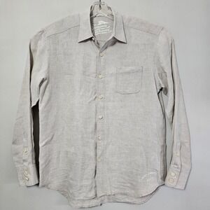 Tommy Bahama Relax Linen Shirt Men's Size Large Beige‎ Long Sleeve Island Wear